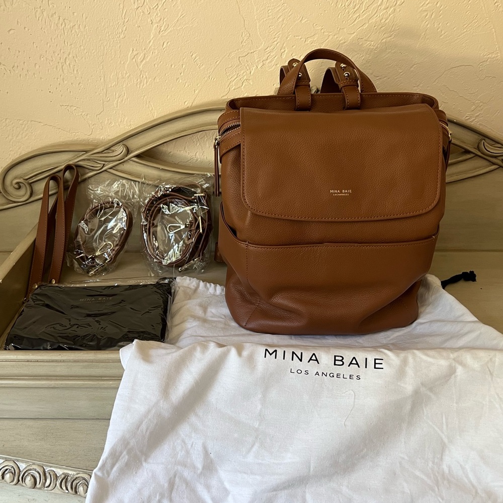 Mina Baie mini Kinney leather backpack/ diaper bag